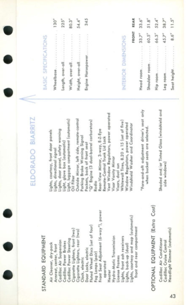 1959 Cadillac Salesmans Data Book Page 1